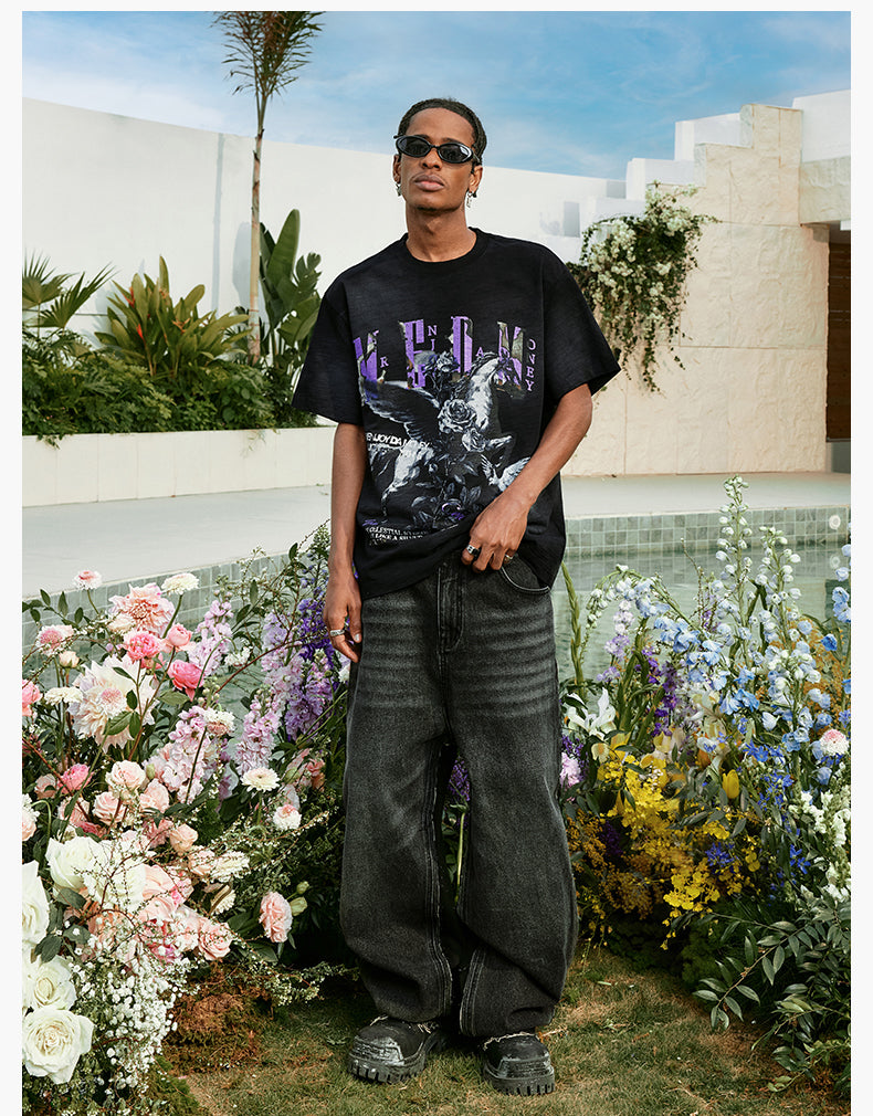 MEDM Pegasus Print Washed Tee | Face 3 Face