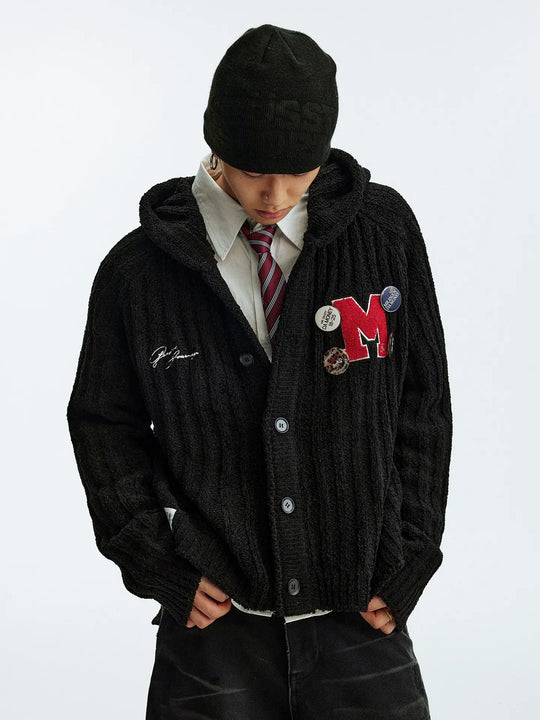 MEDM Stripe Knit Hooded Cardigan | Face 3 Face