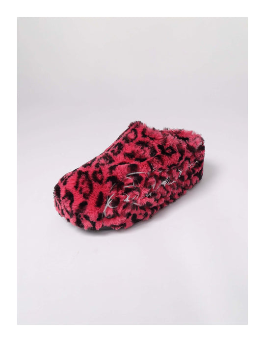 KARMANISTIC Rose White Leopard Fur Embroidered Slipper Clogs | Face 3 Face