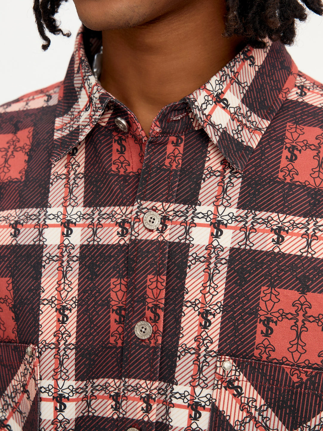 Small Town Kid Cross Logo Original Plaid Full-Print Long Sleeve Shirt | Face 3 Face