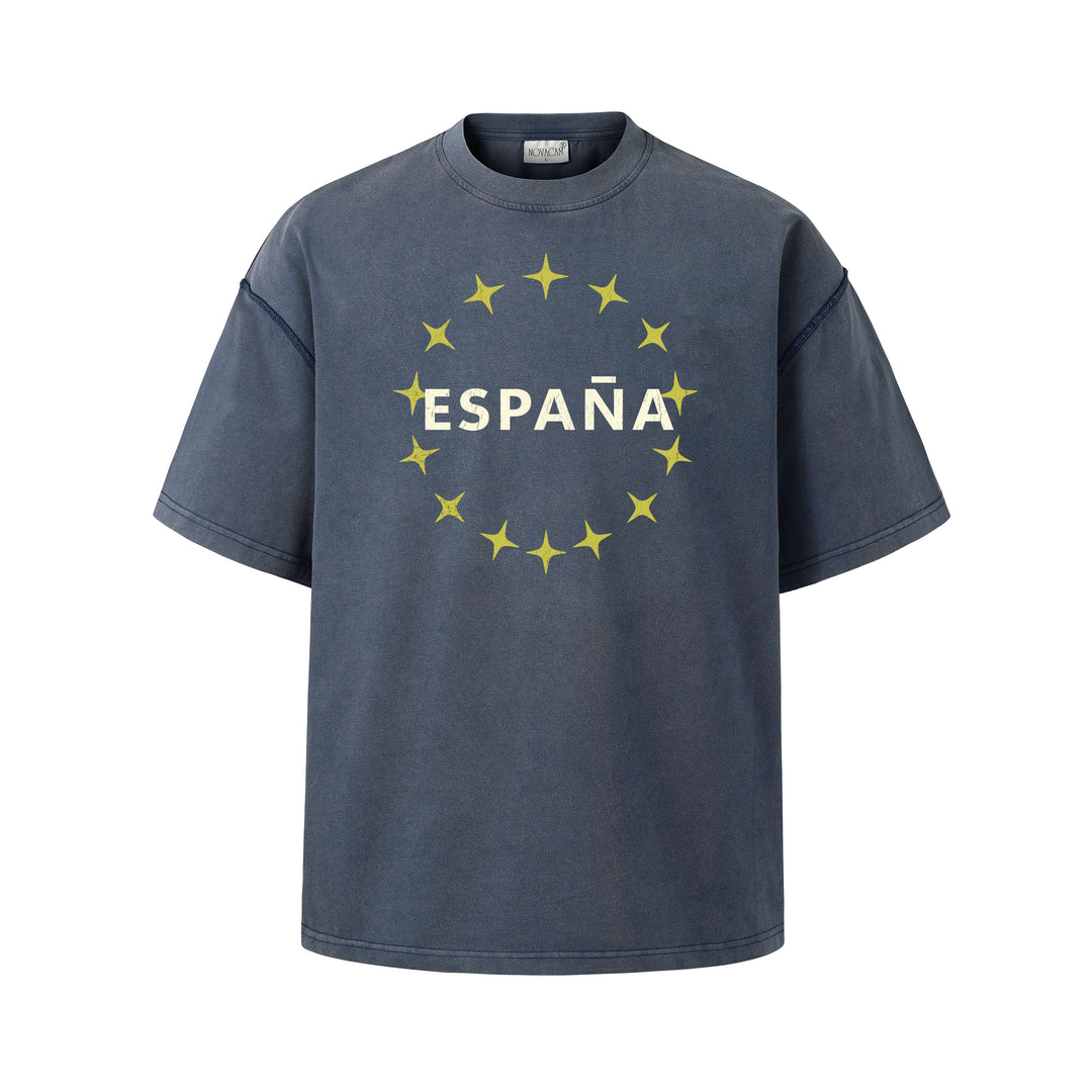 NOVACAM Vintage Washed Circle Star Print Short Sleeve Tee | Face 3 Face