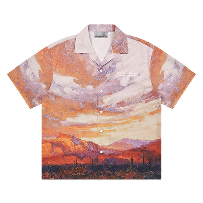 Harsh and Cruel Sunset Landscape Oil Painting Shirt
