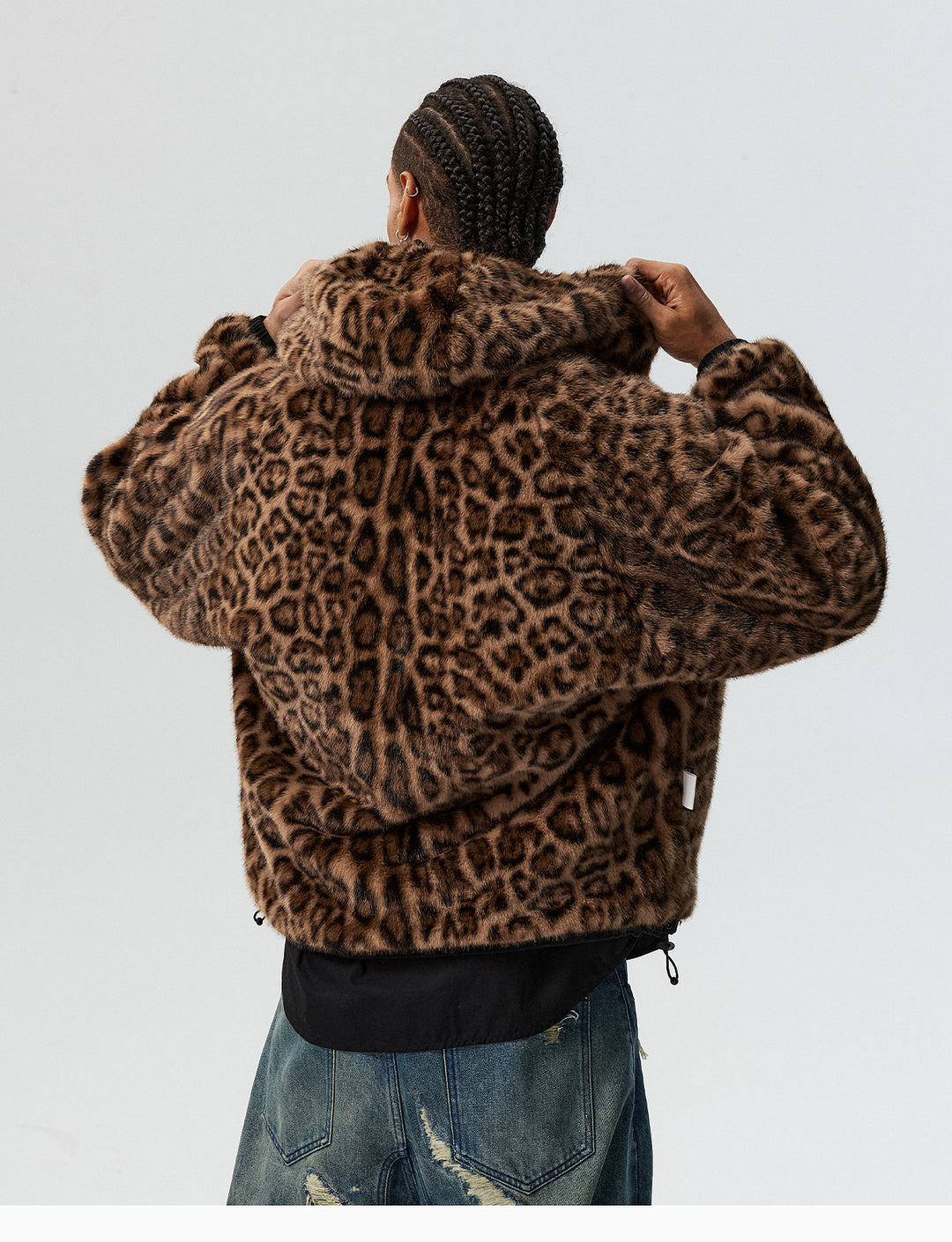 MEDM Reversible Leopard Fur Hooded Track Jacket | Face 3 Face