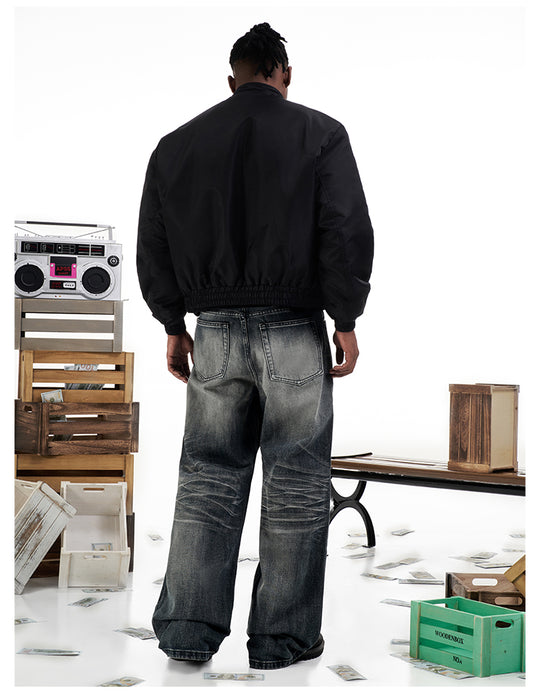 F3F Select Dark Navy Washed Baggy Jeans | Face 3 Face