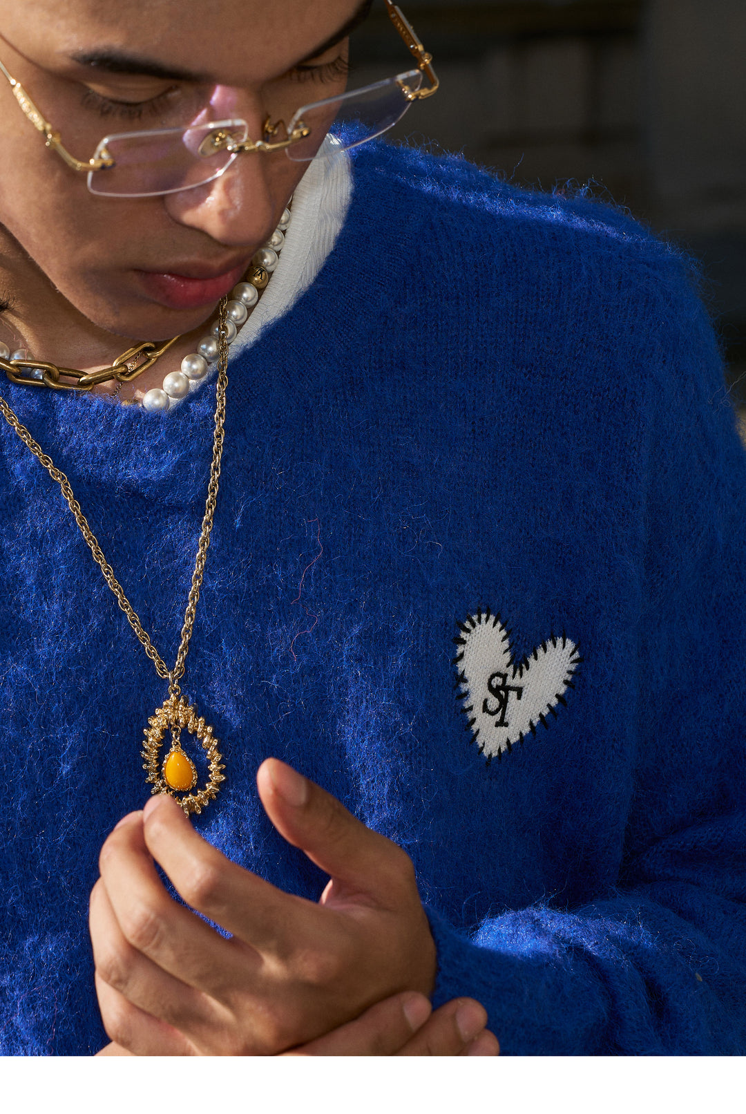 STEEPC Wool Blend Heart Patch Knit Sweater | Face 3 Face