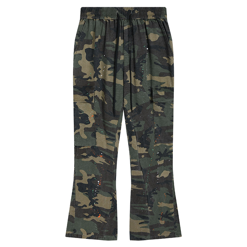 Achock Ink Splash Camouflage Micro Flare Work Pants
