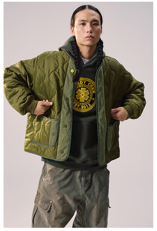 Remedy Patch Embroidered Quilted Military Jacket | Face 3 Face