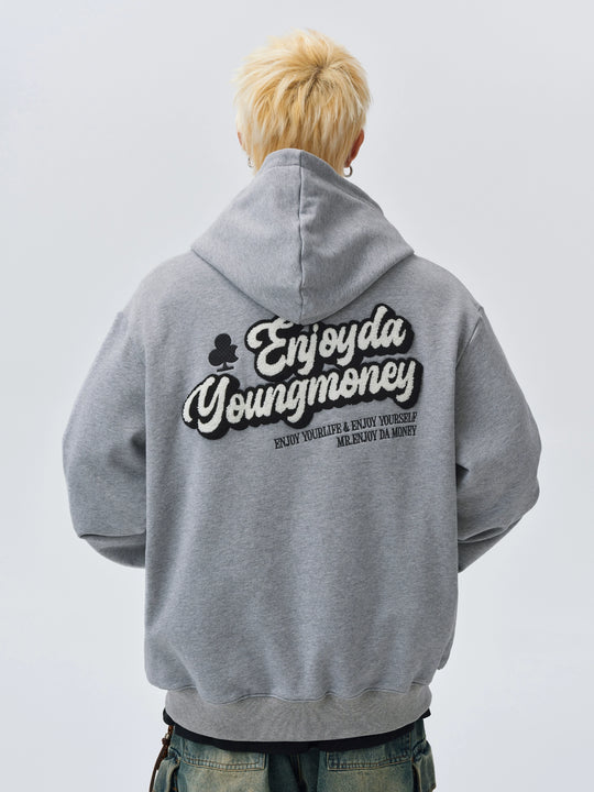 MEDM Towel Applique Embroidery Zip-Up Hoodie | Face 3 Face