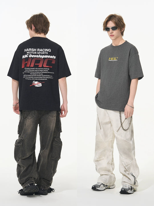 Harsh and Cruel Retro Racing Logo Print Tee