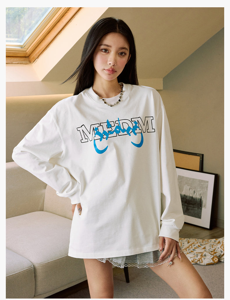 MEDM Arched Logo Handwritten Long Sleeve Tee | Face 3 Face