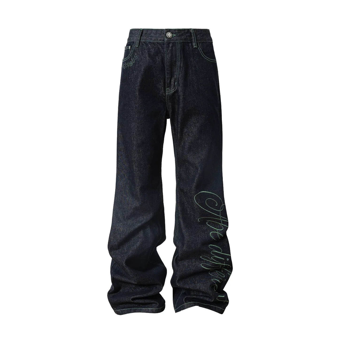 YADcrew Green Stitch and 3D Embroidered Jeans | Face 3 Face