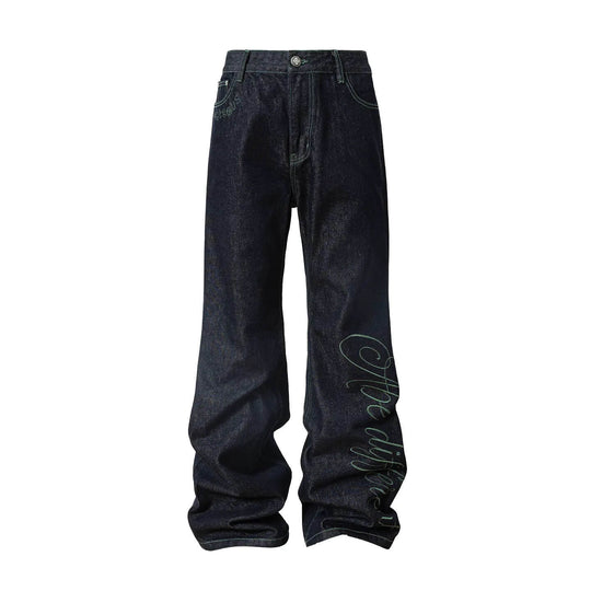 YADcrew Green Stitch and 3D Embroidered Jeans | Face 3 Face