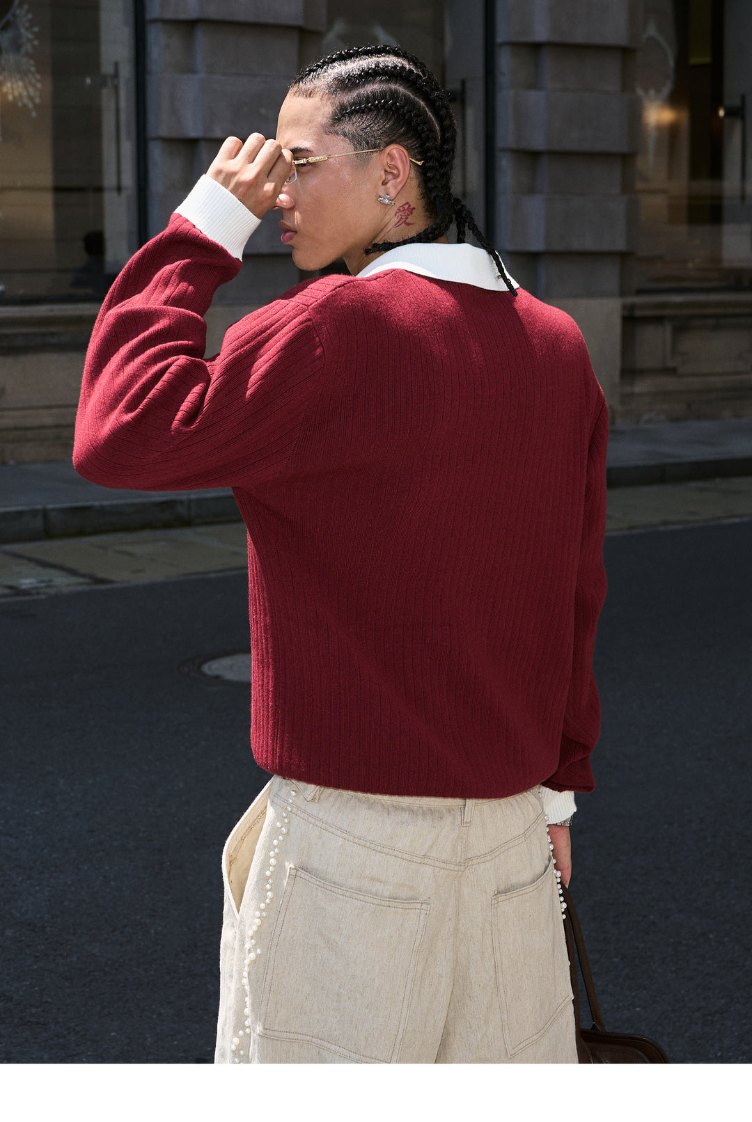STEEPC Contrast Lapel Polo Knit Sweater | Face 3 Face