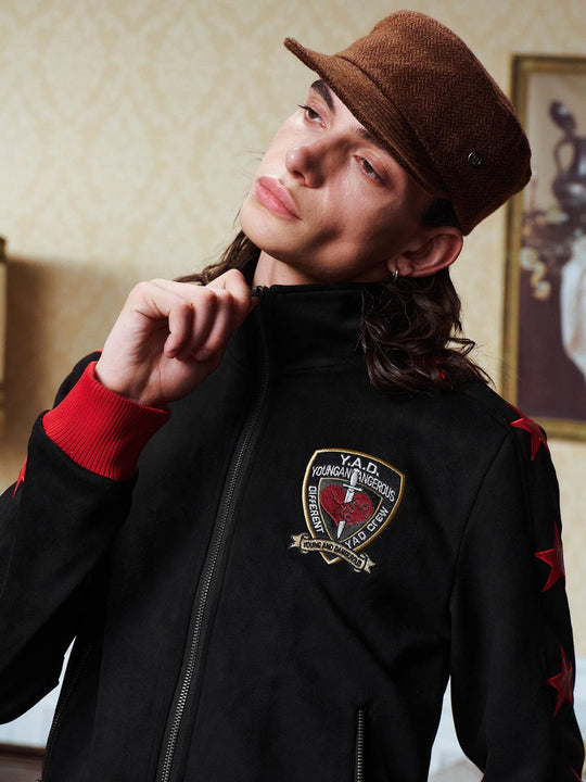 YADcrew Star Patch Sleeve Track Jacket | Face 3 Face