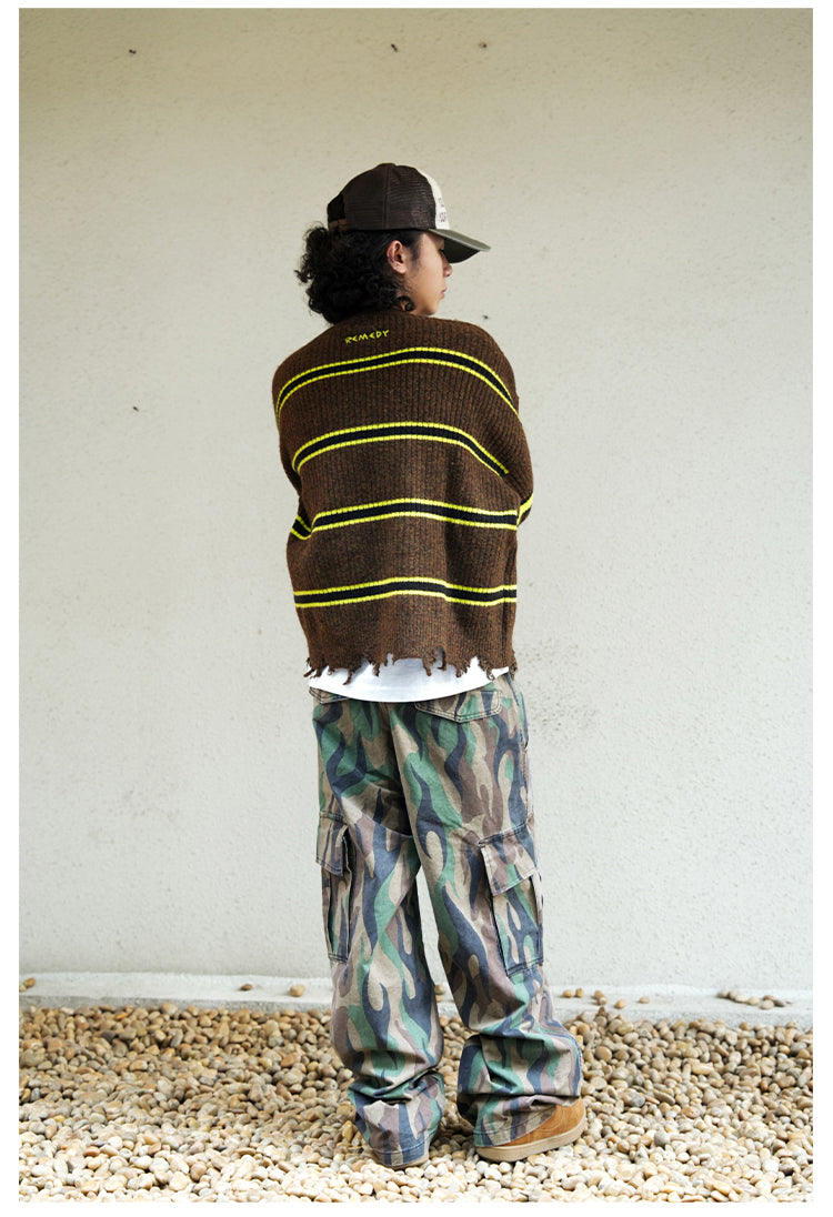 Remedy Striped Distressed Knit Sweater | Face 3 Face