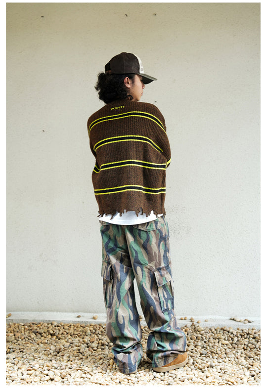 Remedy Striped Distressed Knit Sweater | Face 3 Face