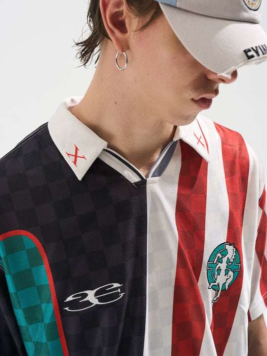 BLIND NO PLAN Digital Print Checkerboard Polo Jersey | Face 3 Face