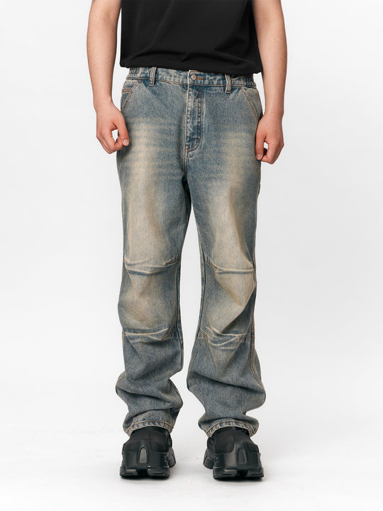 1807 Gothic Font Embroidery Distressed Vintage Jeans | Face 3 Face