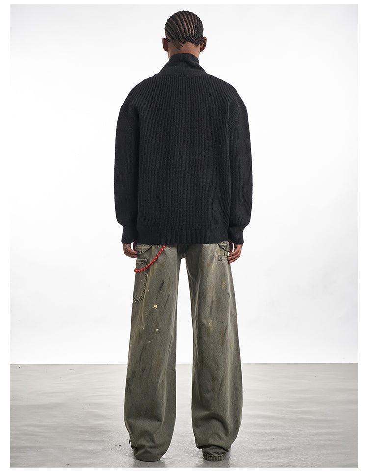 F3F Select Irregular Slant Button Knit Cardigan | Face 3 Face