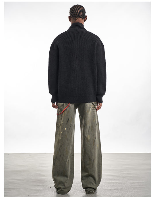 F3F Select Irregular Slant Button Knit Cardigan | Face 3 Face