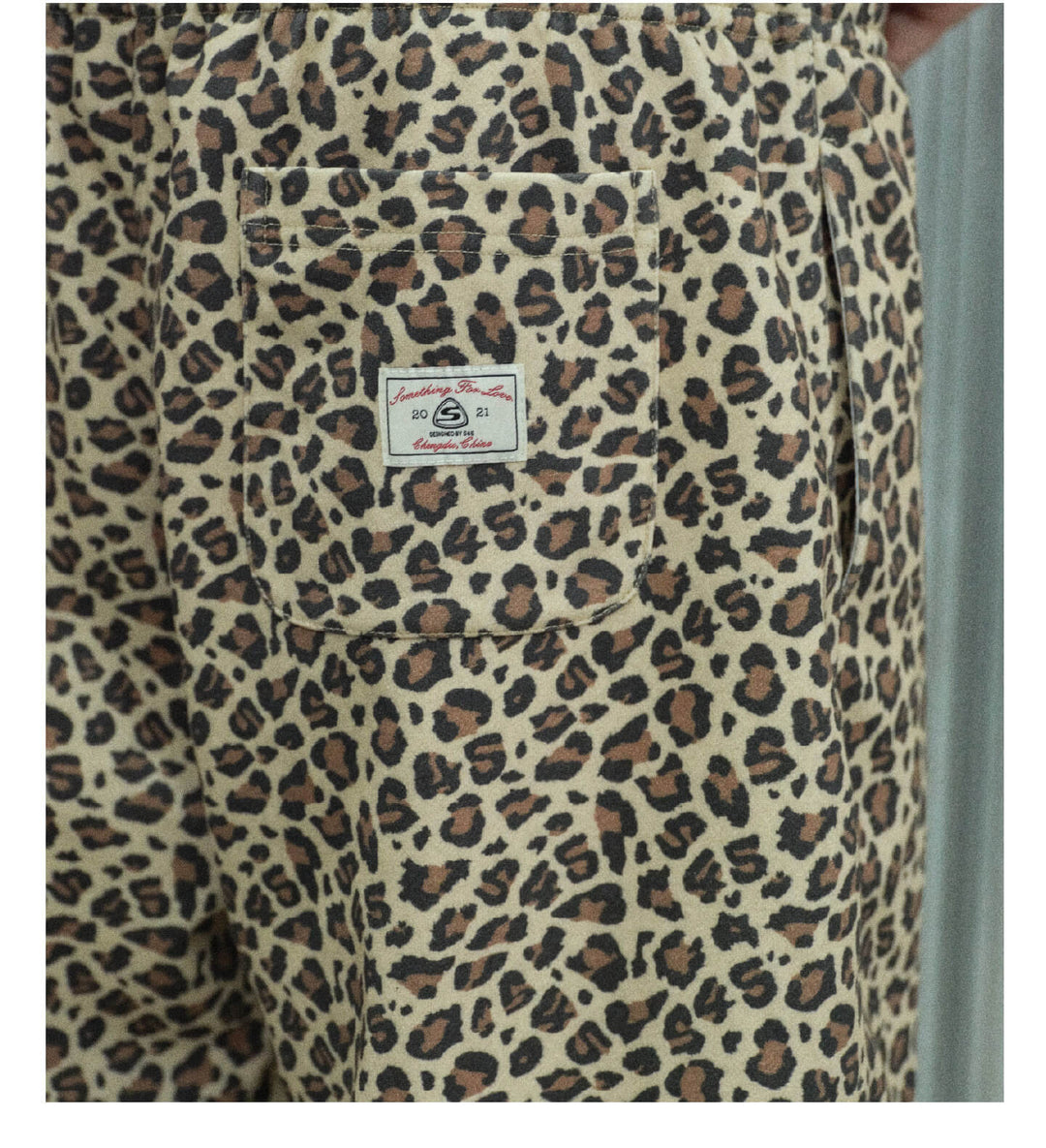 S45 Leopard Print Cutoff Sweat Shorts