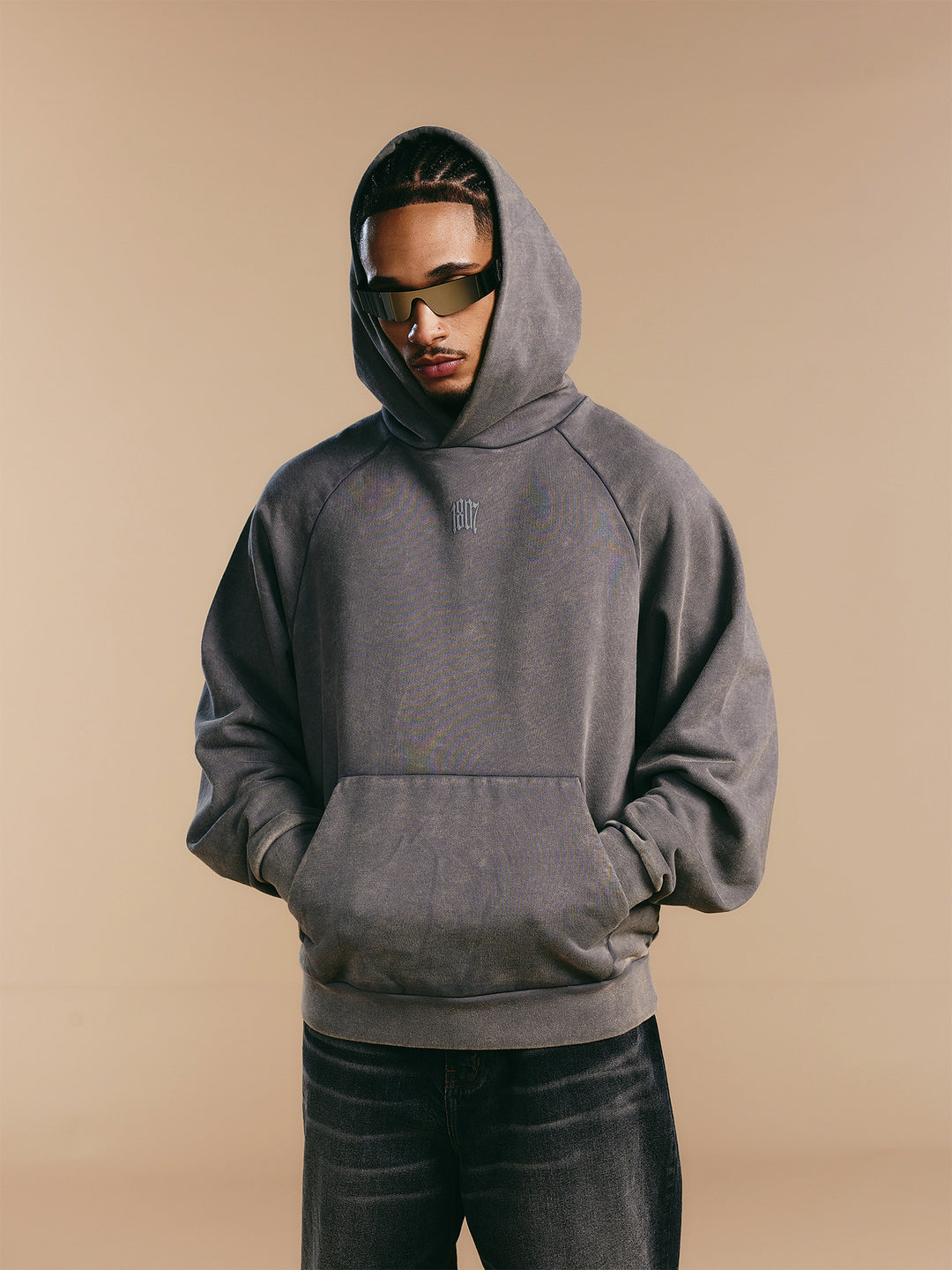 1807 Washed Fade Foam Print Hoodie | Face 3 Face