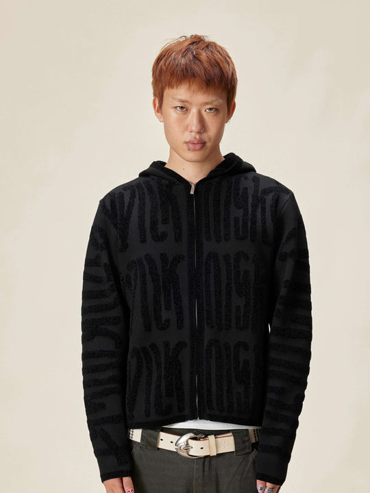 EVILKNIGHT(EK) Jacquard Knit Zip Up Hoodie