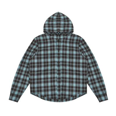 JHYQ Casual Basic Plaid Hooded Long Sleeved Shirt | Face 3 Face