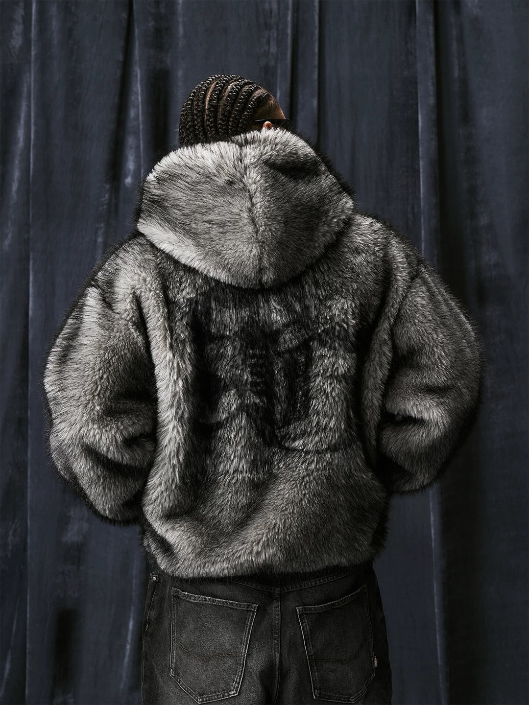 1807 Eco Faux Fur Digital Print Hooded Jacket | Face 3 Face