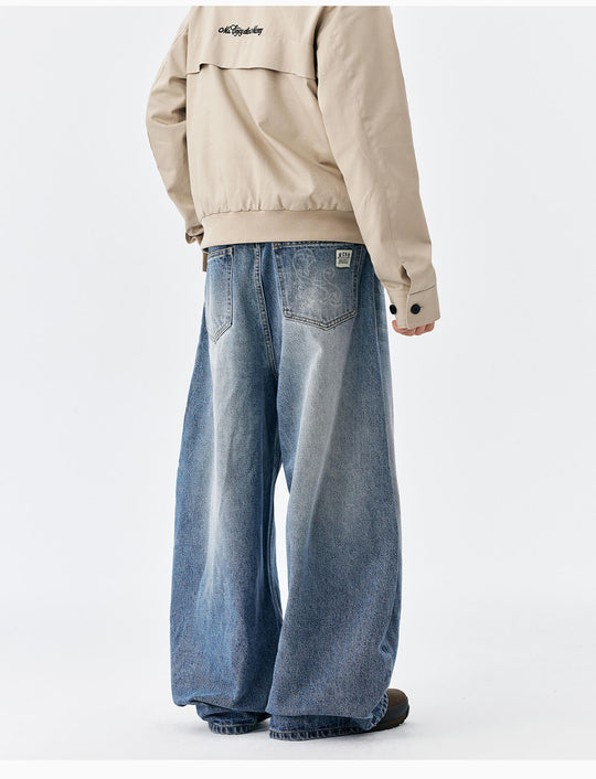 MEDM Flower Vine Laser Burnout Washed Machete Jeans | Face 3 Face