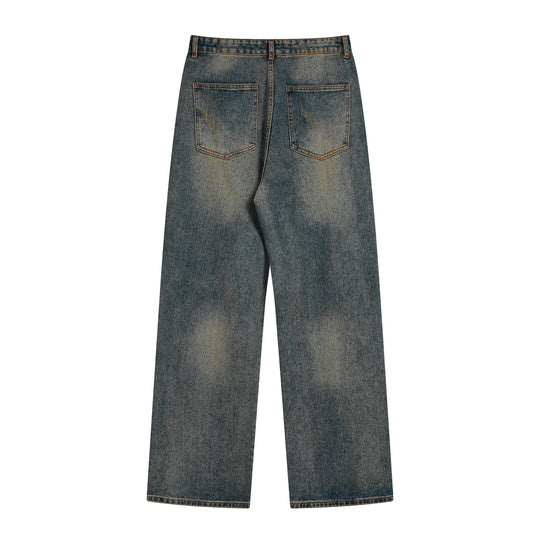 F3F Select Washed Distressed Draped Wide Legged Denim Jeans