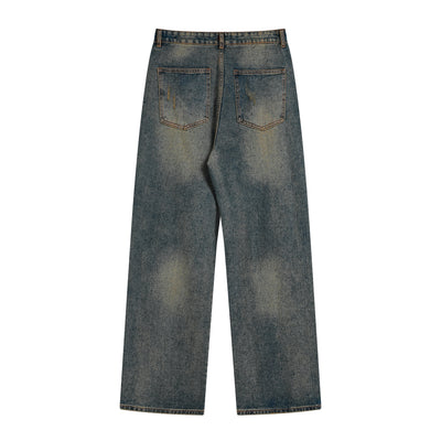 F3F Select Washed Distressed Draped Wide Legged Denim Jeans