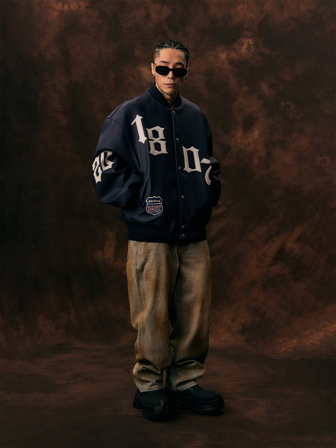 1807 3D Embroidery Quilted  Leather Varsity Jacket | Face 3 Face