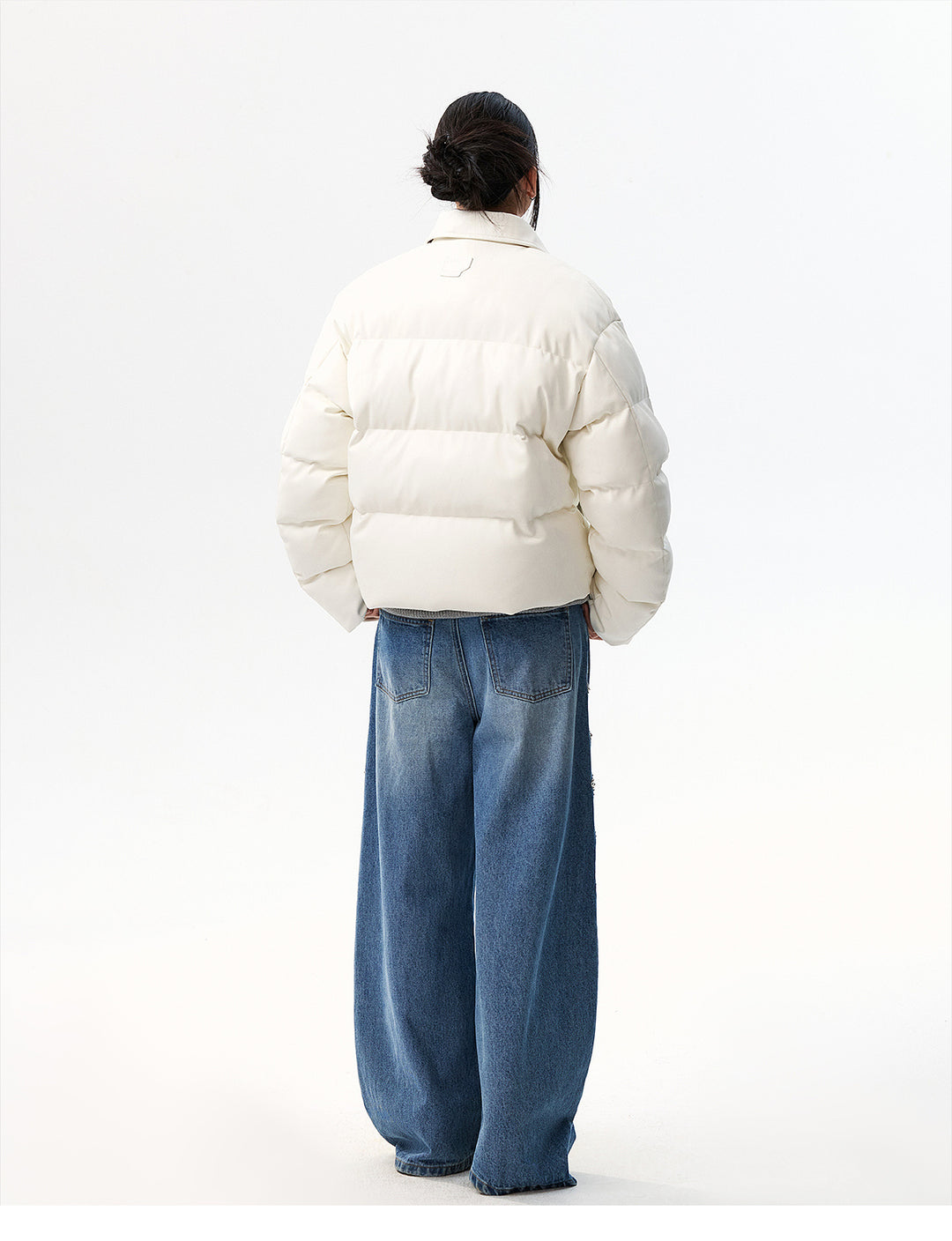 MEDM PU Leather 3D Embroidered Puffer Jacket | Face 3 Face