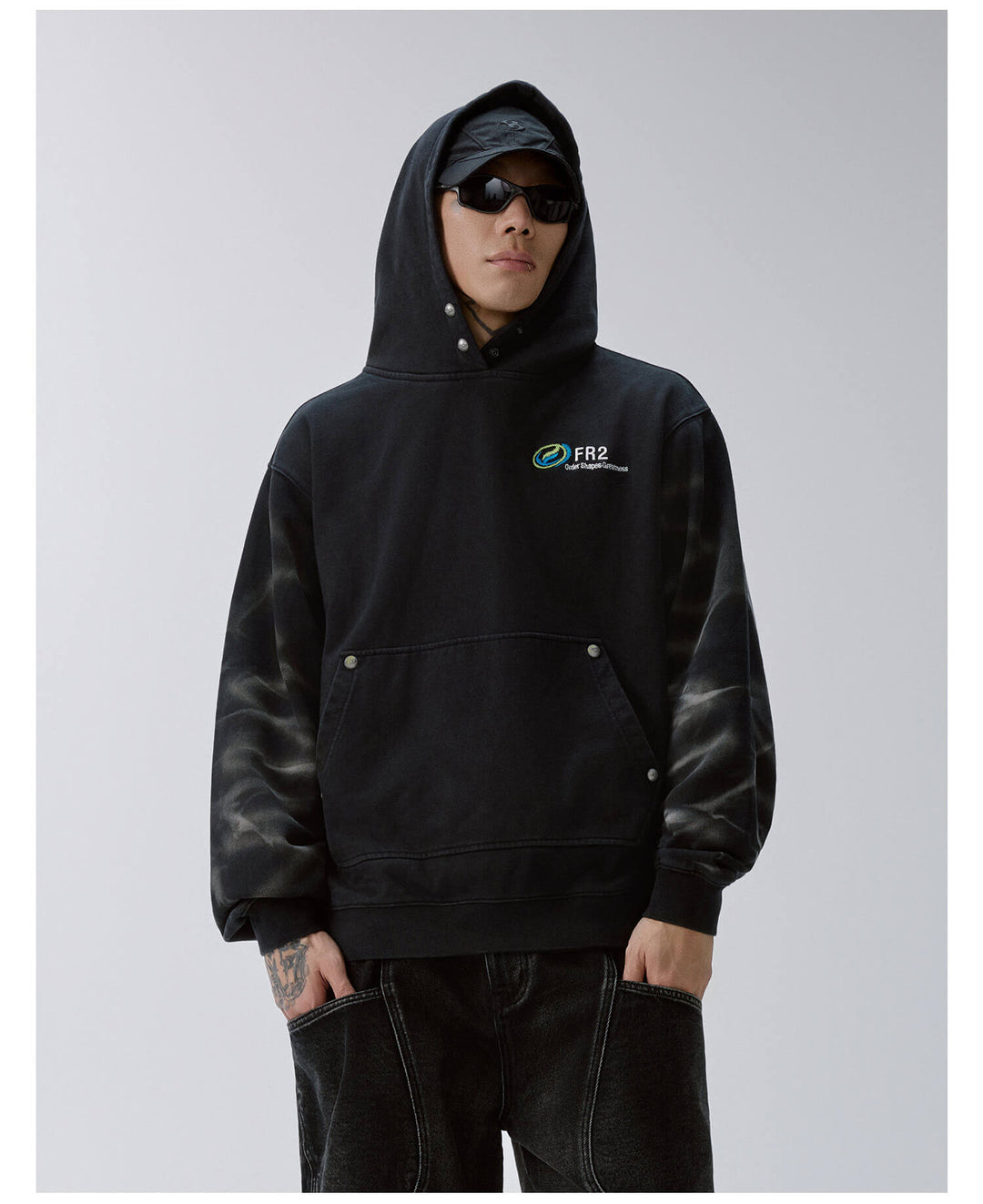 F2CE Tie Dye Distressed Embroidered Hoodie | Face 3 Face