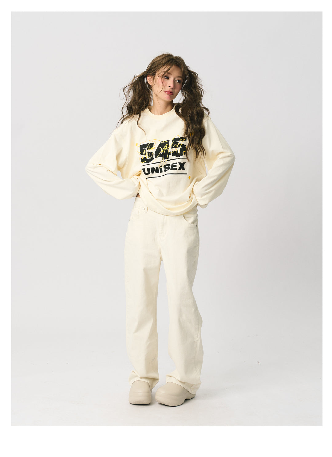 S45 Basic Letter Logo Printed Long-Sleeve Tee | Face 3 Face