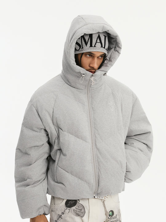 Small Town Kid Floral Gray Deconstructed Hooded Down Jacket | Face 3 Face