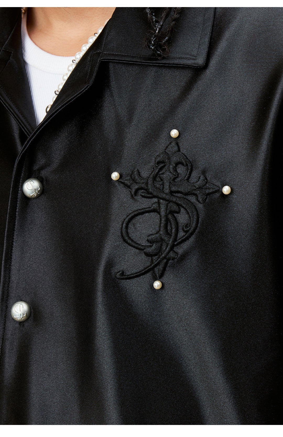 Small Town Kid 3D Cross Embroidered Satin Cuban Shirt Set | Face 3 Face