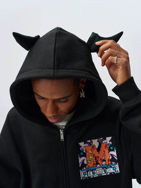 MEDM Angel & Devil Horns Zip-Up Hoodie | Face 3 Face