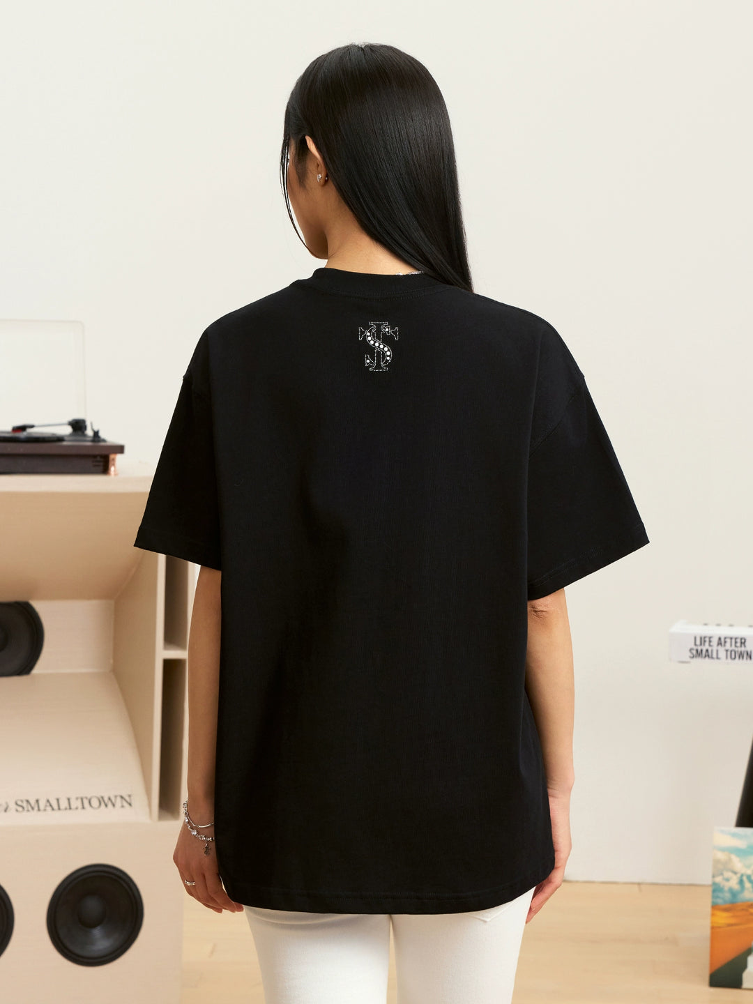 Small Town Kid Pearl and Rhinestone Embroidered Tee | Face 3 Face