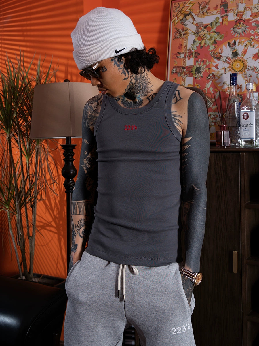 TGFCLUB 223 Logo Embroidered Slim Tank Top | Face 3 Face