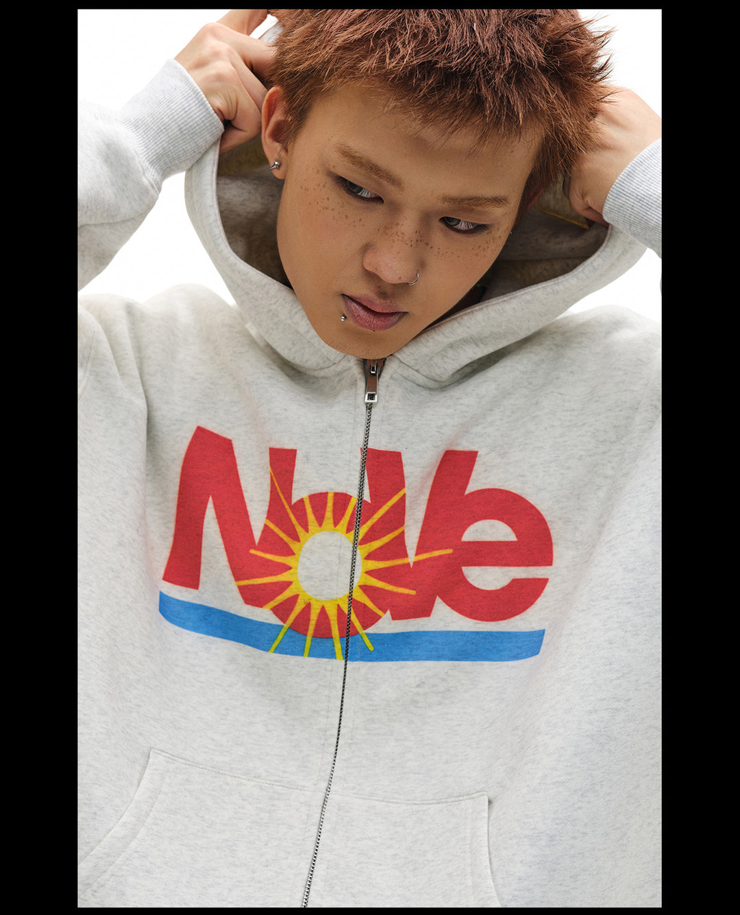 NOVACAM Vintage Monogram Print Zip Up Hoodie | Face 3 Face