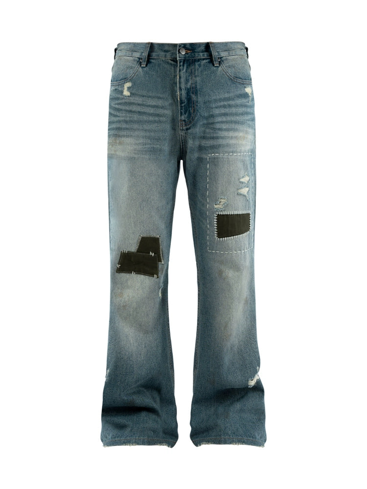 ANTIDOTE Washed Patched Jeans | Face 3 Face