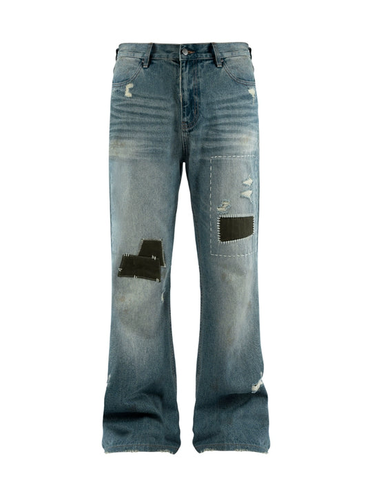 ANTIDOTE Washed Patched Jeans | Face 3 Face
