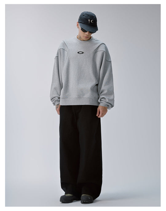 F2CE Pleated Splicing Embroidered Logo Sweatshirt | Face 3 Face