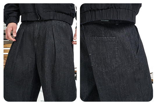 F3F Select Two Tuck Black Baggy Jeans | Face 3 Face