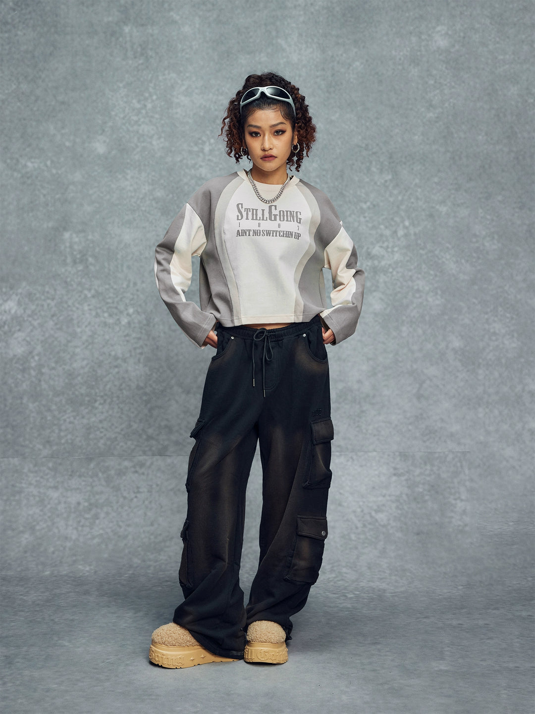 1807 Colorblock Sports Cropped Long Sleeve Tee | Face 3 Face