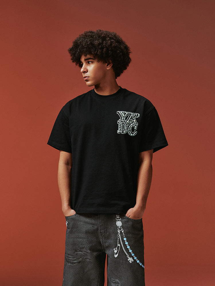 YADcrew Printed Pearl Logo Basic Tee | Face 3 Face