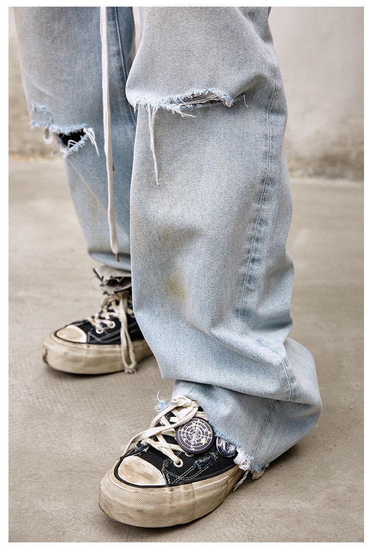 Remedy Back Pocket 3D Design Washed Hole Jeans | Face 3 Face