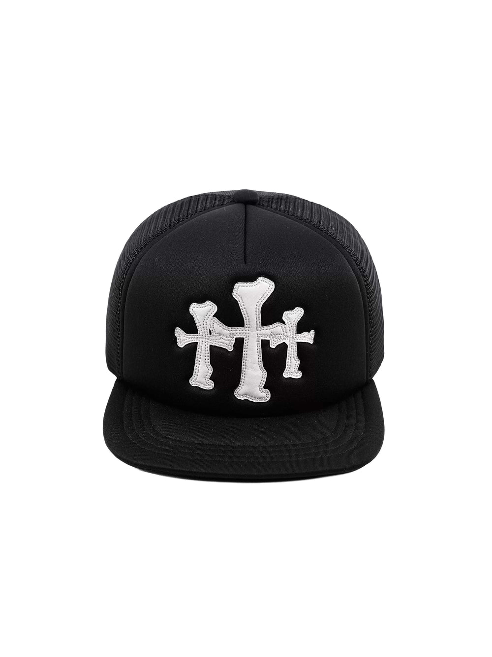 LIBERAFIT Crossbones Leather Patch Trucker Cap | Face 3 Face